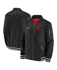 Nike Men's Black Cincinnati Reds Authentic Collection City Connect Full-Zip Bomber Jacket