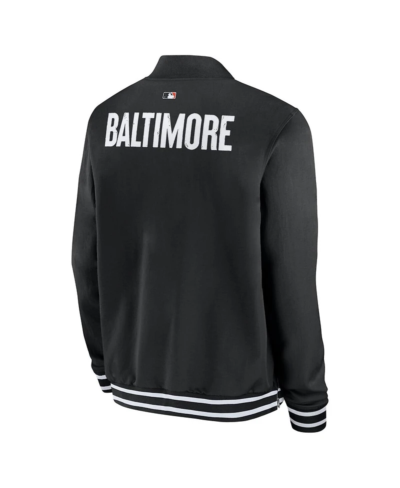 Nike Men's Black Baltimore Orioles Authentic Collection City Connect Full-Zip Bomber Jacket