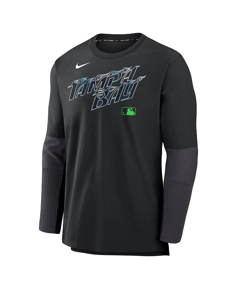 Nike Men's Black Tampa Bay Rays Authentic Collection City Connect Lightweight Player Tri-Blend Performance Long Sleeve T-Shirt