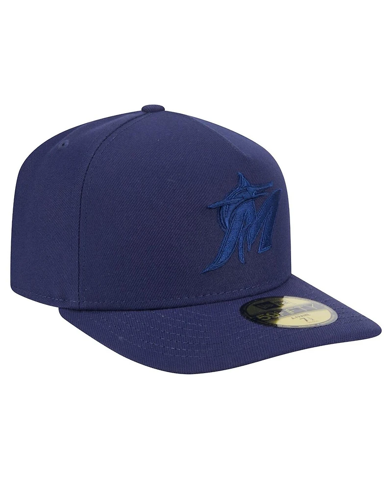New Era Men's Navy Miami Marlins Color Pack A-Frame 59FIFTY Fitted Hat