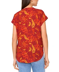 Vince Camuto Women's Printed V-Neck Placket Blouse