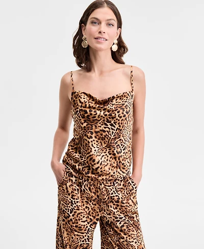 I.n.c. International Concepts Women's Animal-Print Cowlneck Camisole Top, Exclusively at Macy's