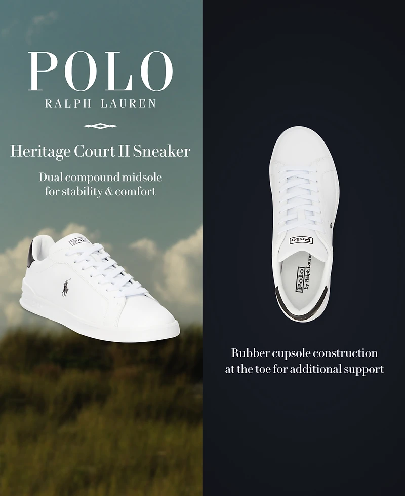 Polo Ralph Lauren Men's Heritage Court Ii Leather Lace-Up Sneakers