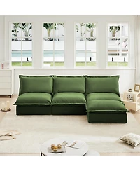 Modern Modular Sectional with Ottoman, Armless, Reversible, Chenille Fabric