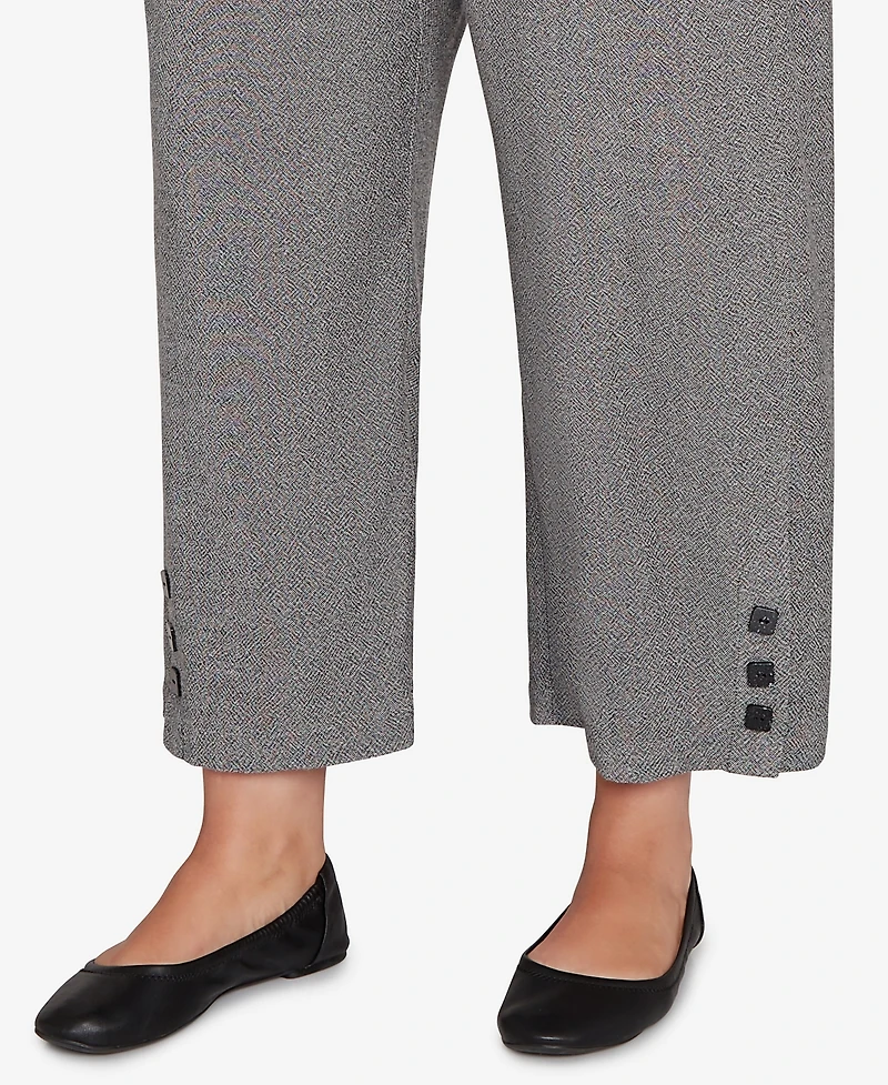 Alfred Dunner Plus Santa Barbara Button Cuffed All Around Elastic Ankle Pants