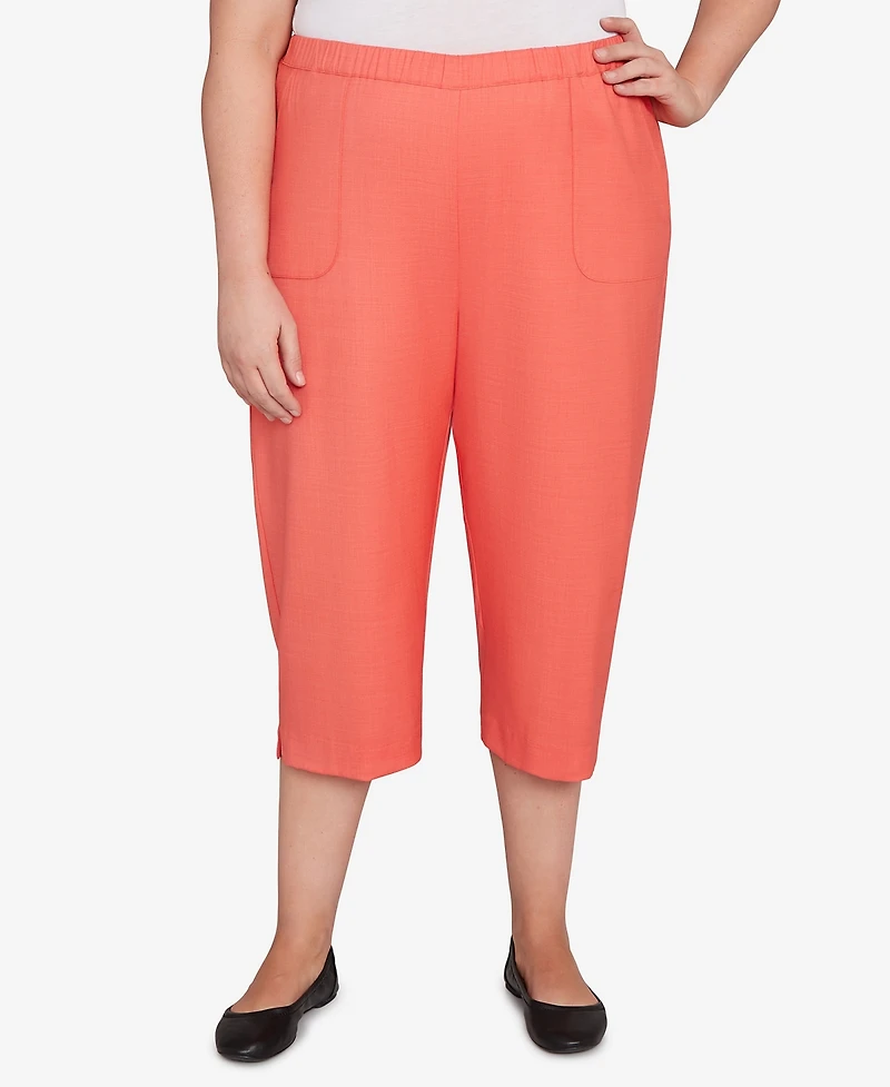Alfred Dunner Plus Catalina Island Patch Pocket Elastic Waistband Capri Pants