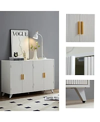 Streamdale Ivory White 4-Door Sideboard Buffet with Removable Shelves