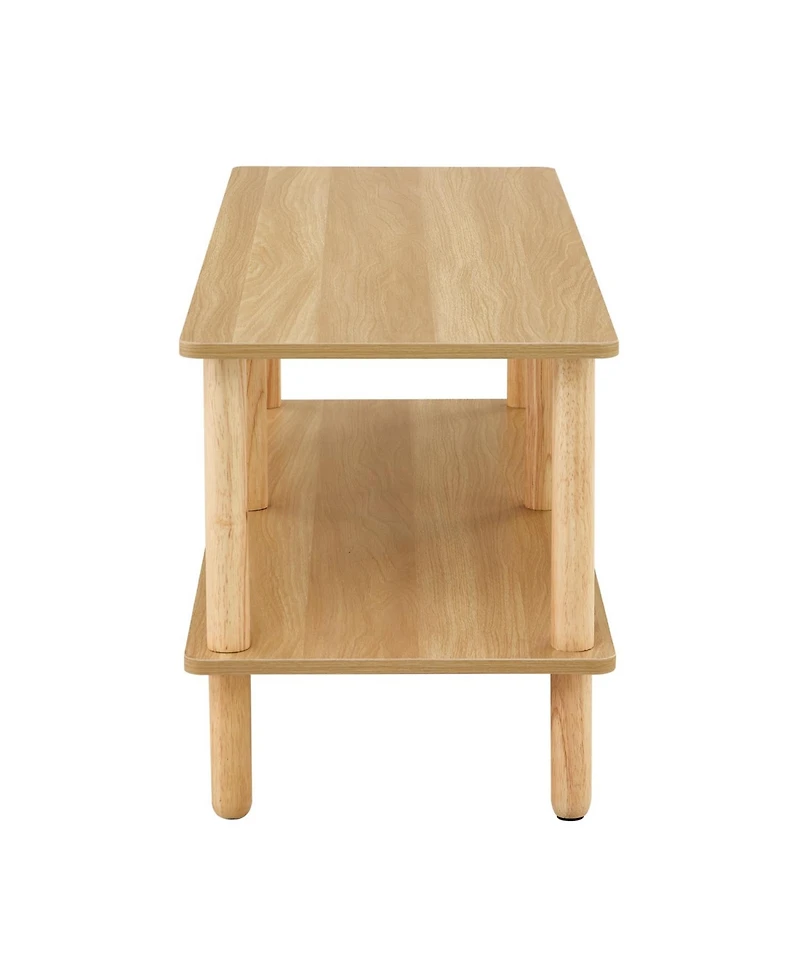 Streamdale 2-Tier Tv Stand with Storage Shelf and Rubberwood Legs