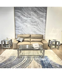 Streamdale Modern 3-Piece Stainless Steel Coffee Table Set with Clear Glass Tops