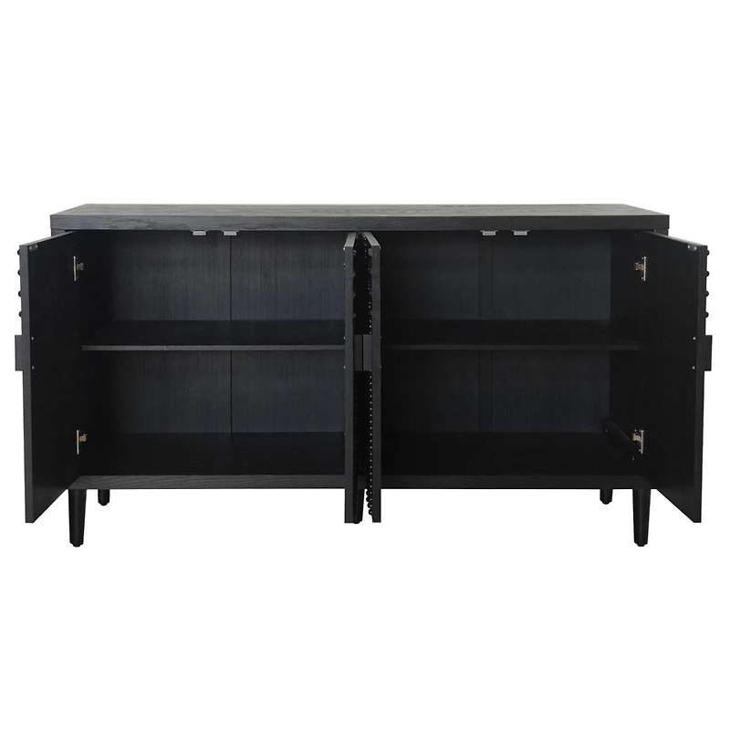 Streamdale Furniture Modern Black Accent Cabinet 4-Door Wooden Storage Cabinet