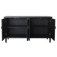 Streamdale Furniture Modern Black Accent Cabinet 4-Door Wooden Storage Cabinet