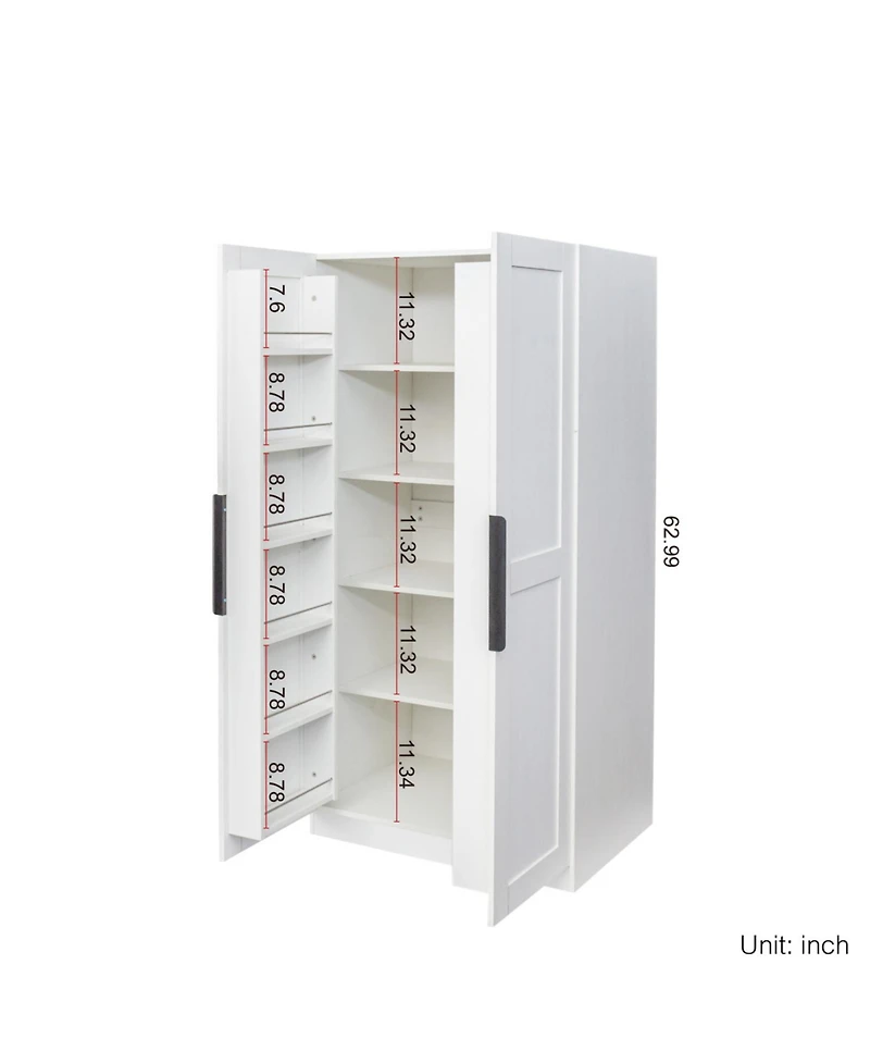 Streamdale White Pantry Cabinet with Doors & Shelves