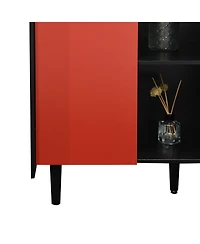 Streamdale Red Accent Sideboard with Drawer and Open Shelves