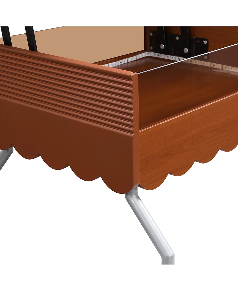 Streamdale Round Lift-Top Coffee Table with Wheels, Metal Frame and Multi-Color Lighting in 27.6"