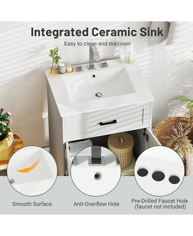 Bathroom Vanity Unit with Basin and 2 Doors