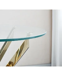Streamdale Modern Round Tempered Glass End Table With Chrome Legs