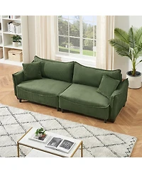 Streamdale Green Corduroy Sofa Bed with Pillows for Living Room