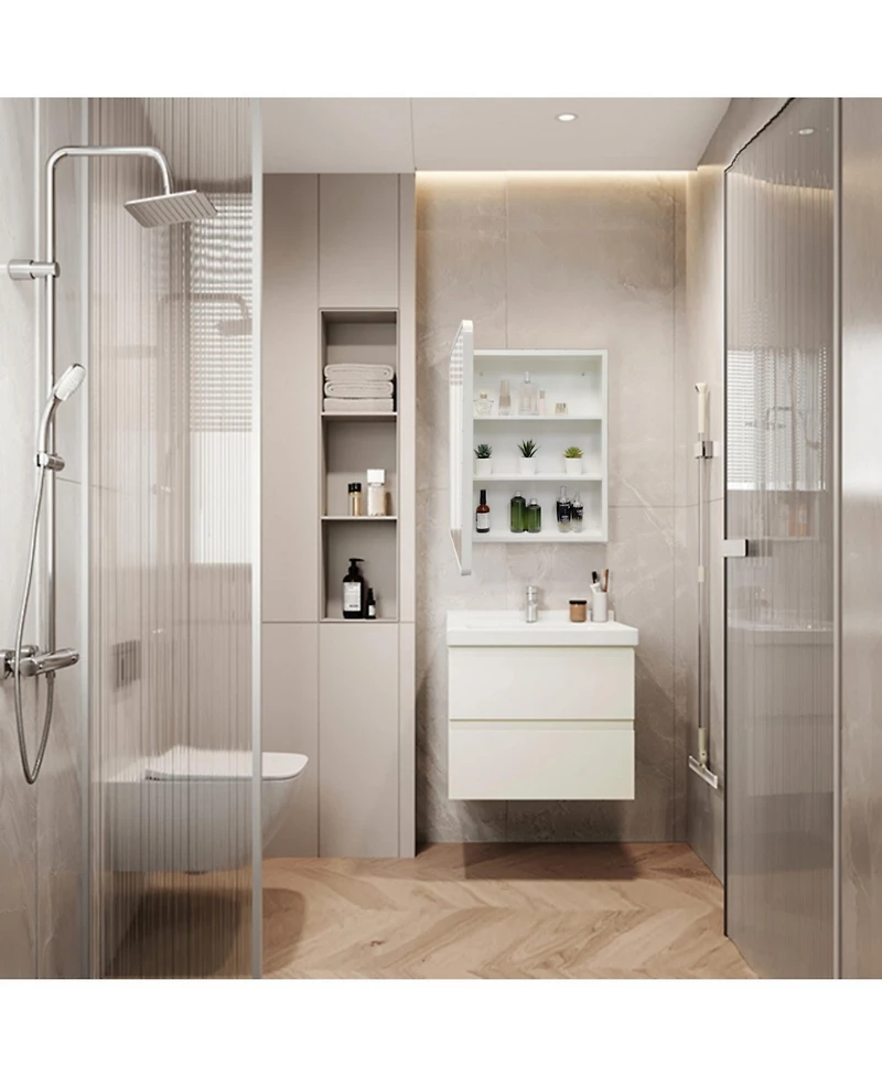 Streamdale Furniture Streamdale White Metal Medicine Cabinet with Mirror (24x32)