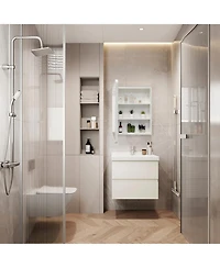 Streamdale Furniture Streamdale White Metal Medicine Cabinet with Mirror (24x32)