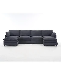 Streamdale Oversized Velvet Modular Sofa U-Shape Couch with Ottomans & Pillows