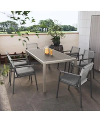 Streamdale Aluminum Outdoor Dining Set for 6 with Faux Wood Table