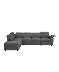 Streamdale Grey Fabric Sectional Sofa with Storage Ottoman