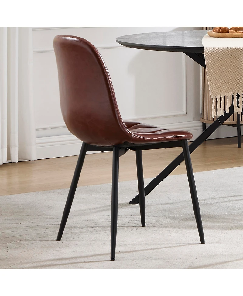 Streamdale Modern Faux Leather Dining Chairs (Set of 4), High Backrest, Metal Legs