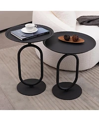 Streamdale Metal End Table, Round Side Table, Small Coffee Table for Living Room
