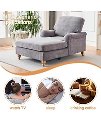 Streamdale Modern Mid-Century Indoor Oversized Chaise Lounger Comfort Sleeper Sofa with Soild Wood Legs