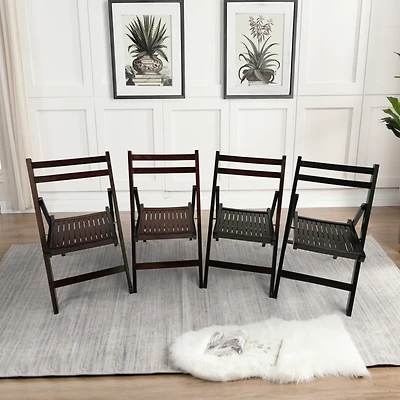 Streamdale Furniture Furniture Slatted Wood Folding Special Event Chair, Set Of 4, Folding Chair, Foldable