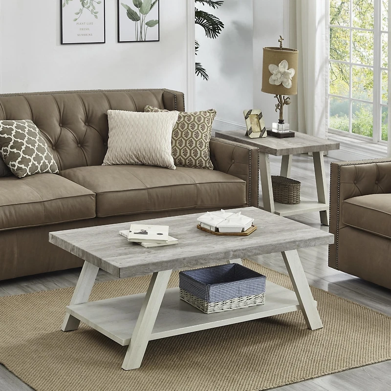 Streamdale 3-Piece Wood Coffee Table Set in Weathered Gray