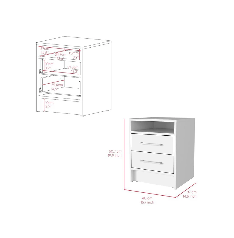 Nightstand Cartiz, Two Drawers, Finish