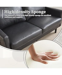 Streamdale Mid-Century Loveseat with Usb & Removable Cover (Black Pu)