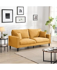 74" Modern Sofa with High Resilience, Wooden Frame - Orange Comfort