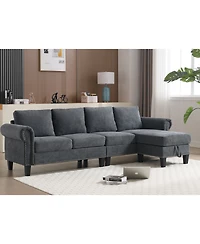 Streamdale Furniture Convertible Sectional Sofa with Storage, L-Shaped, 4-Seater