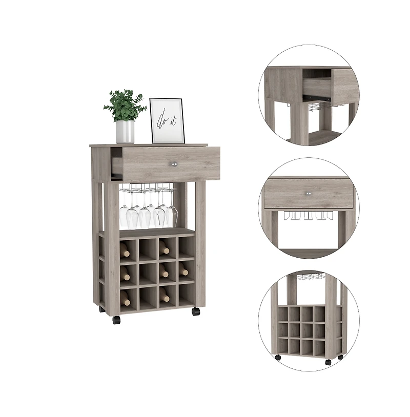 Streamdale Ambler 1-Drawer 12-Bottle Wine Cabinet Light