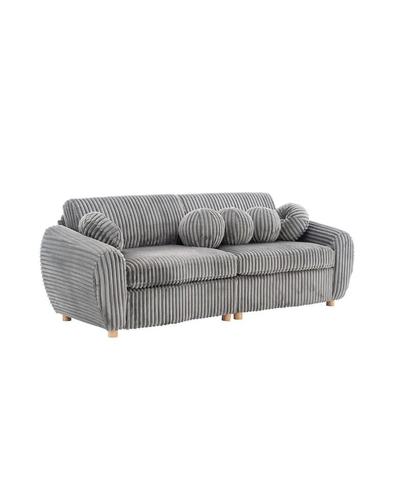 Streamdale 84" Grey Corduroy Sofa Couch
