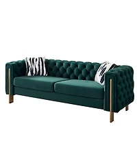 Streamdale Chesterfield Modern Tufted Velvet Living Room Sofa, 84.25"W Couch,Green