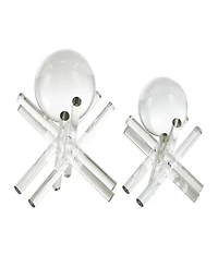 Rosemary Lane Crystal Jack Inspired Decorative Sculpture with Clear Resting Orbs, Set of 2