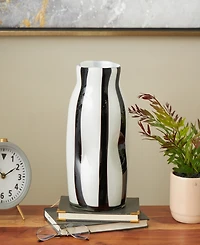 Rosemary Lane Glass Concaved Round Decorative Vase, 12"