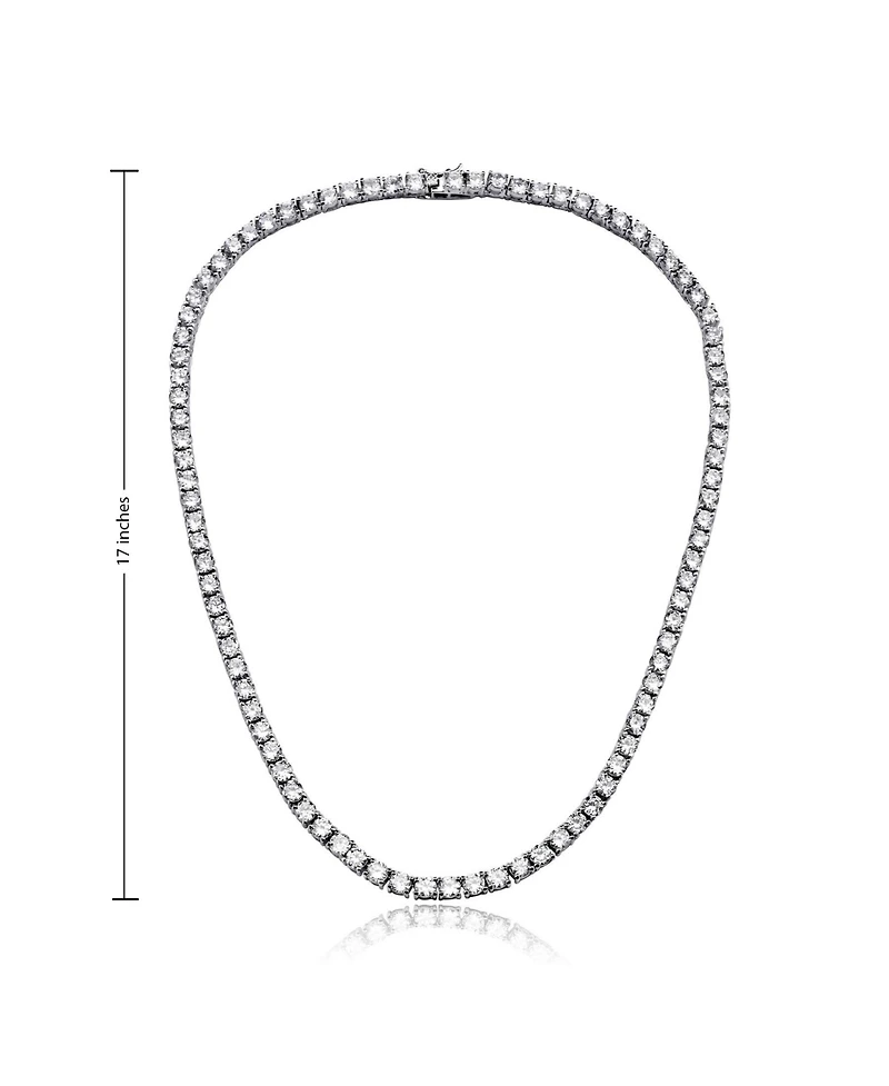 White Gold Plated And 14k Cubic Zirconia 3MM Tennis Necklace