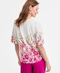 Jm Collection Women's Printed Scoop-Neck Top, Exclusively at Macy's