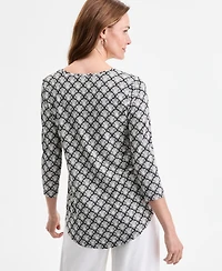 Jm Collection Petite Lisa Geo-Print Scoop-Neck Top, Exclusively at Macy's