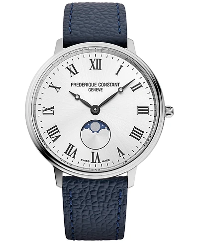 Frederique Constant Men's Classics Quartz Moonphase Leather Strap Watch 39mm