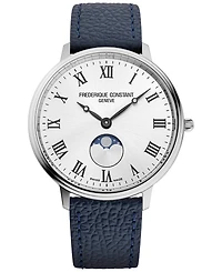 Frederique Constant Men's Classics Quartz Moonphase Leather Strap Watch 39mm