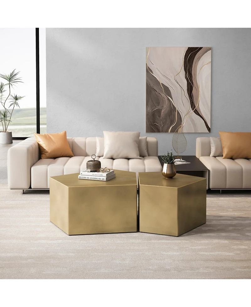 Streamdale Irregular Pentagon Coffee Table Set (Set of 2)