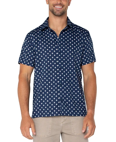 Liverpool Los Angeles Men's Short Sleeve Floral Print Button-Front Shirt