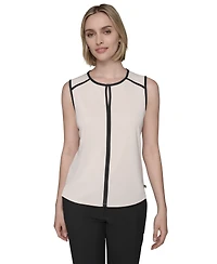 Karl Lagerfeld Paris Women's Contrast-Piped Keyhole Camisole