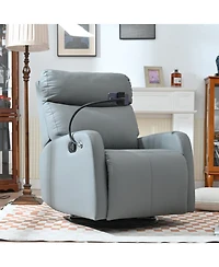 Streamdale Swivel Recliner Rocking Chair, 360 Glider for Home, Living Room, Theater (Blue-Gray)