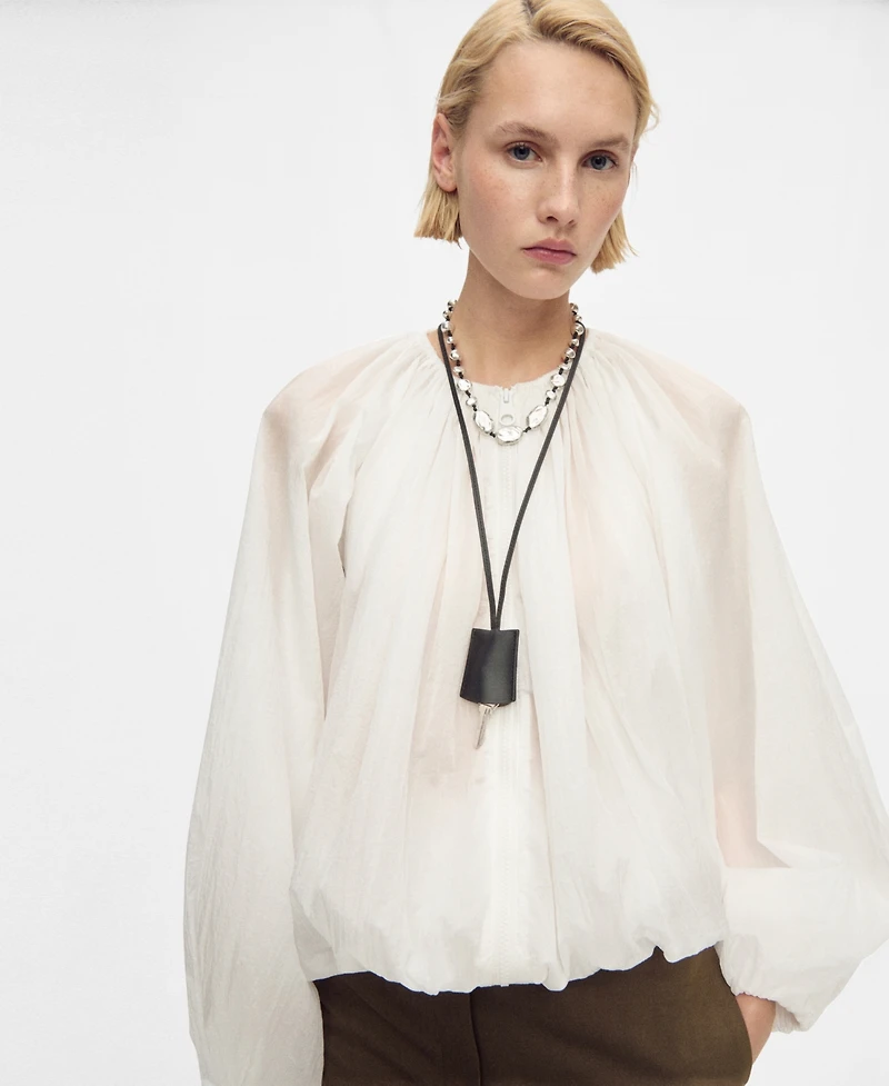 Mango Women's Gathered Semi-Transparent Jacket